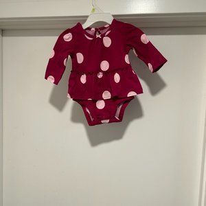 CARTER"S BABY RED WITH PINK POOKA DOT ONESIE